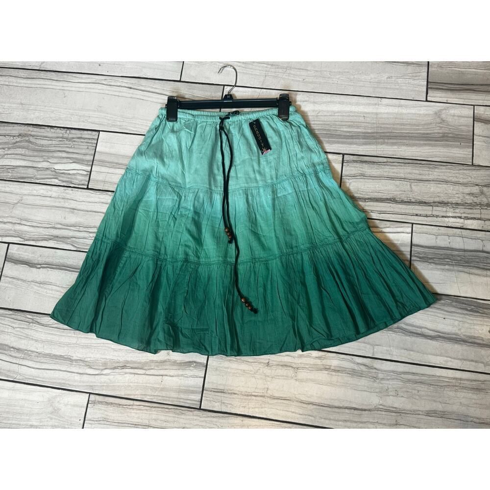 NWT CHAUDRY Boho ombre green skirt
